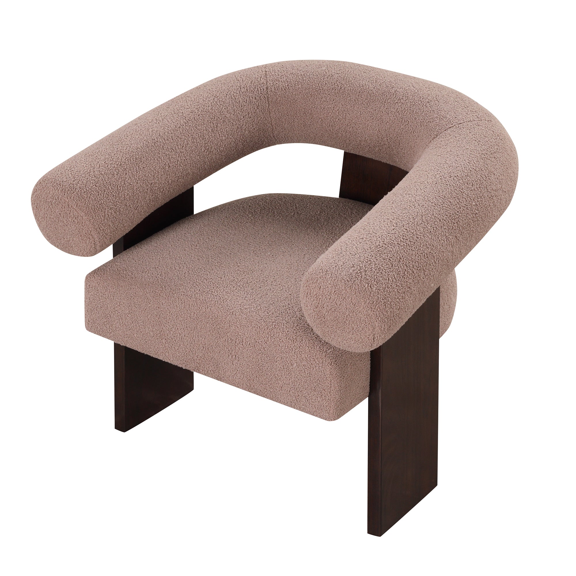The Curved Wishbone Frame Accent Chair Teddy Velvet - Light Brown