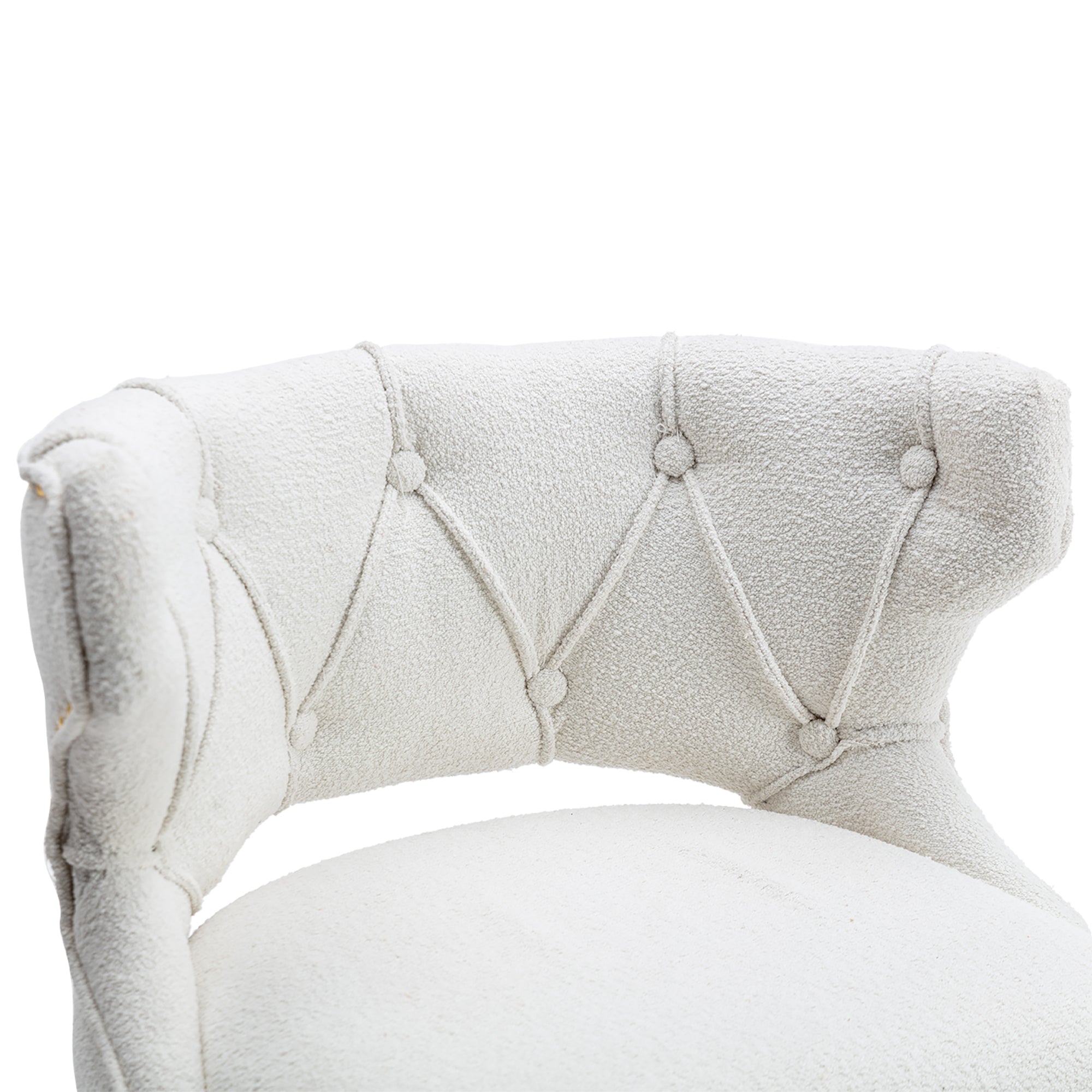 Bar Stools With Back and Footrest Counter Height Dining Chairs (Set of 2) - Boucle Cream