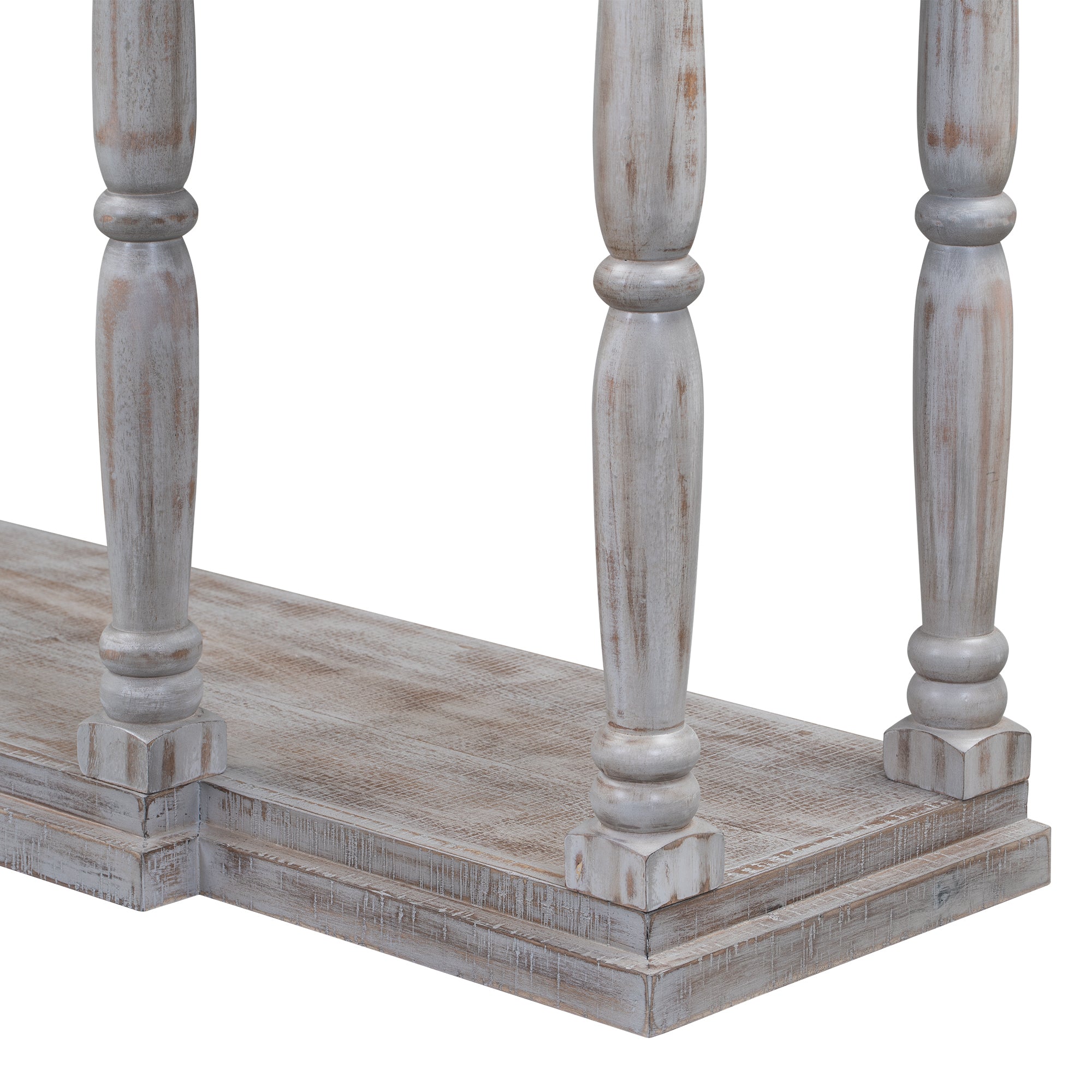 Farmhouse Console Table for Hallway with 4 Front Facing Storage Drawers and 1 Shelf