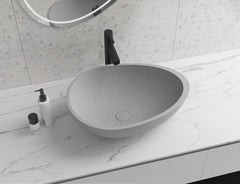 Egg shape Concrete Vessel Bathroom Sink without Faucet and Drain - Grey