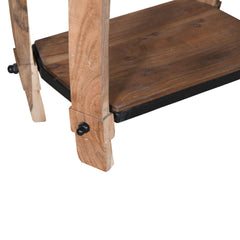 25 Inch Retro Acacia Rectangular Wood Accent Table with Shelf Brown