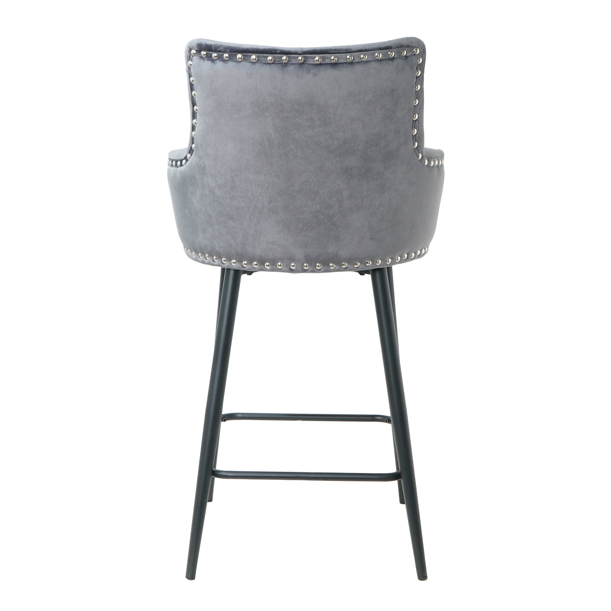 Modern Bar Chair with Armrests and Footrests (Set of 2) - Dark Grey