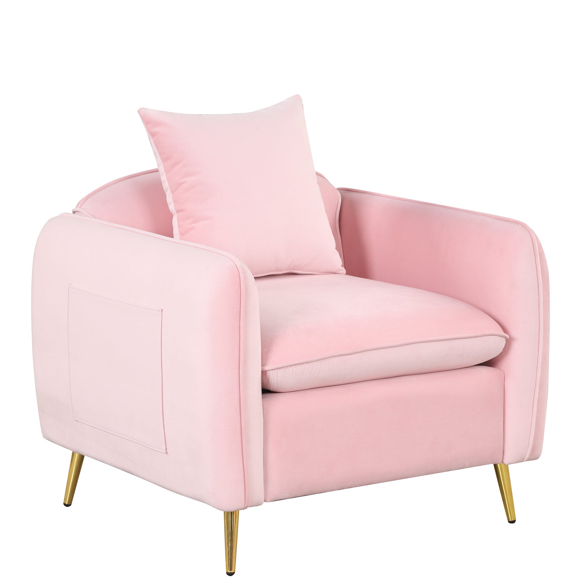 Ottoman Fabric Single Sofa Foot Rest & Pillow Pink