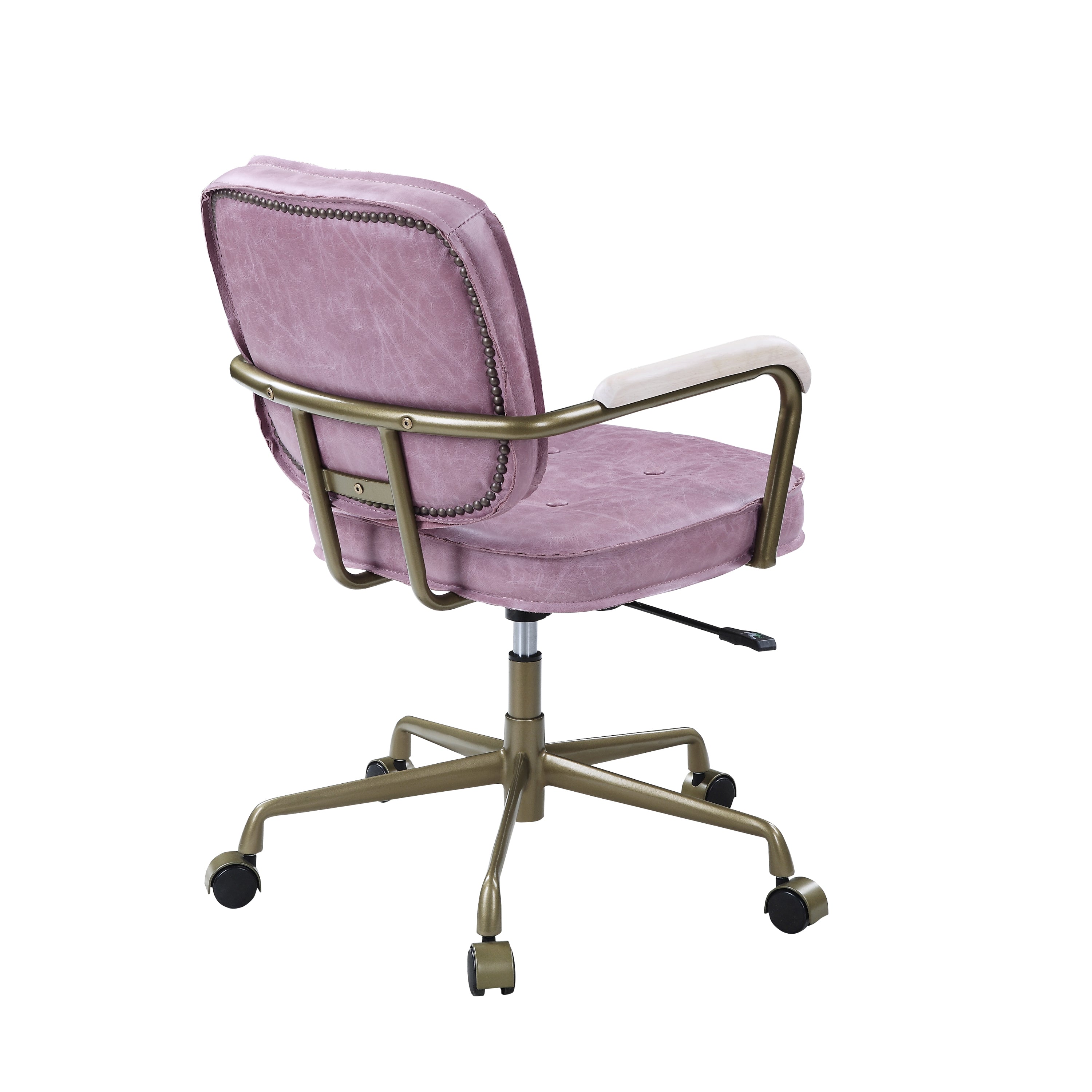 Vintage Office Chair, Top Grain Leather - Pink