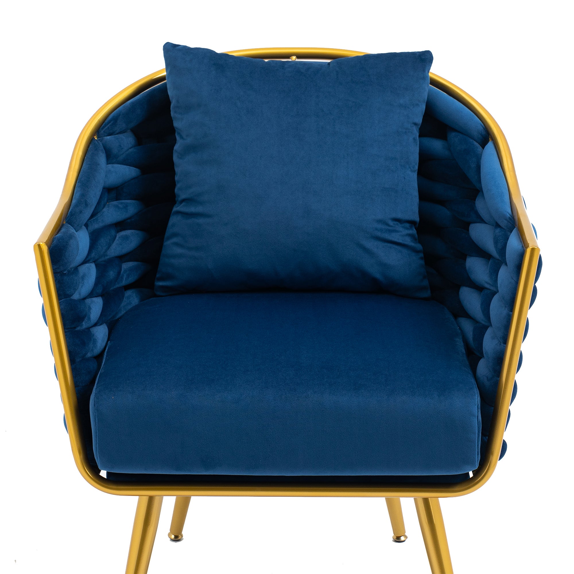 Velvet Accent Chair Upholstered Armchair Tufted with Metal Frame