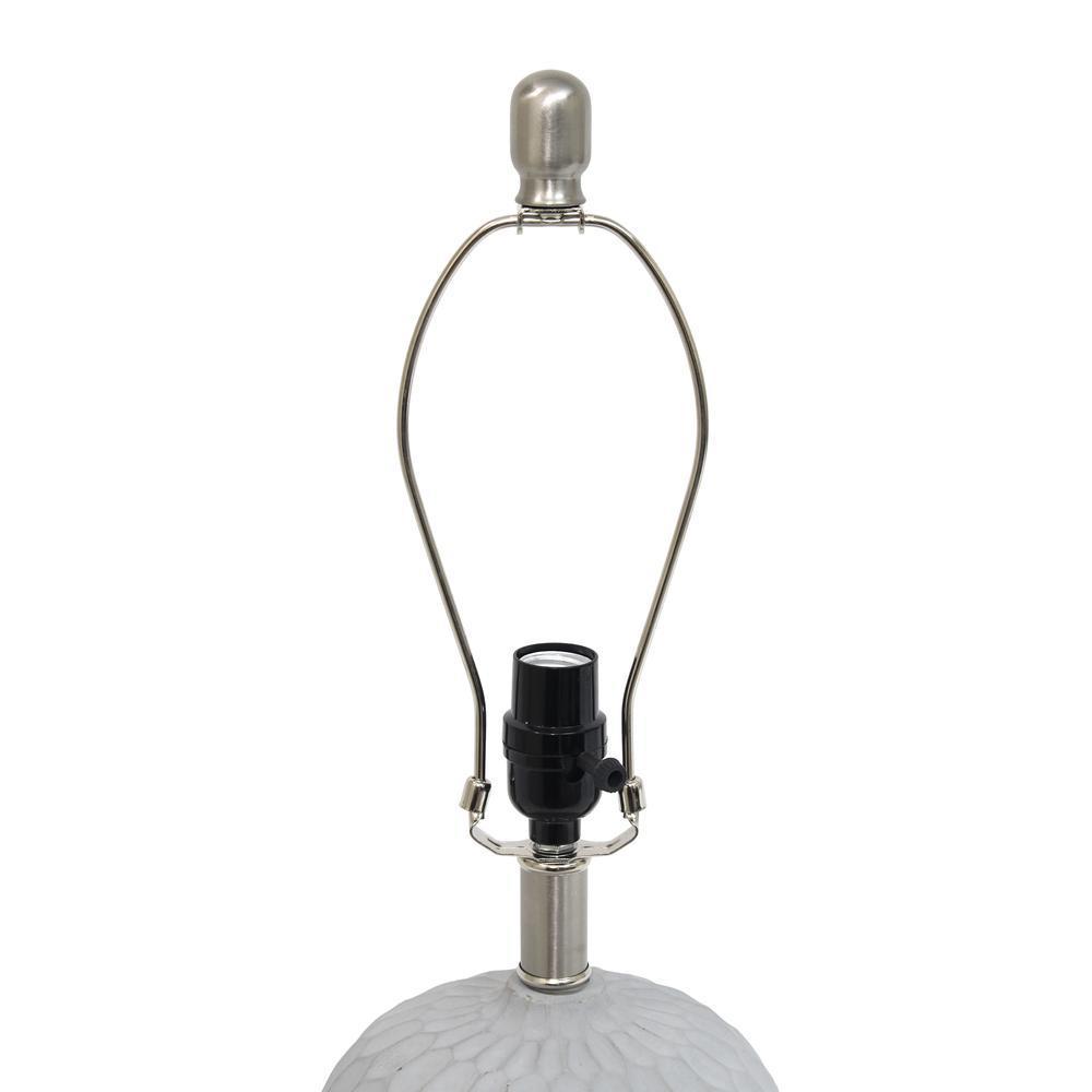 Textured Cement Base Table Lamp with Long White Fabric Drum Shade