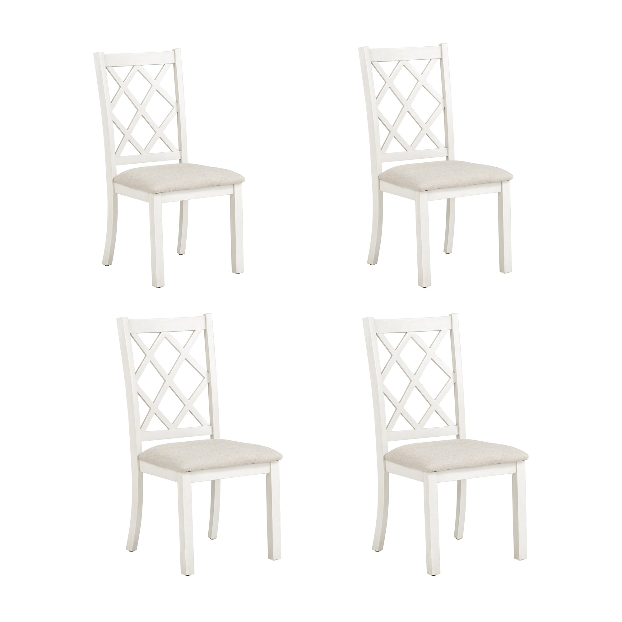 Solid Wood Upholstered Dining Chairs (Set of 4) - Beige