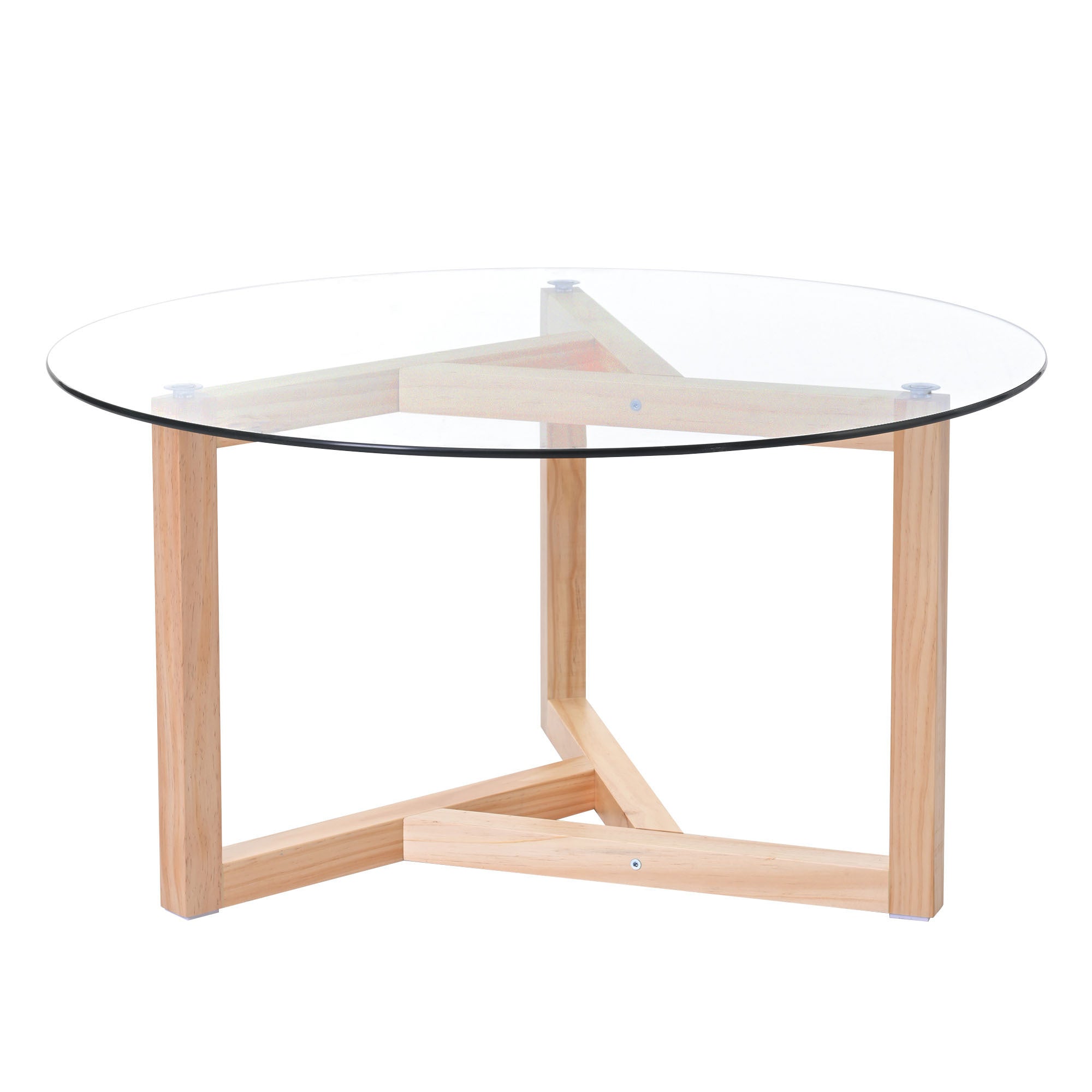 Round Modern Glass Coffee Table - Natural
