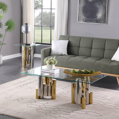 Polished Golden Rectangular Accent Glass Coffee 48"