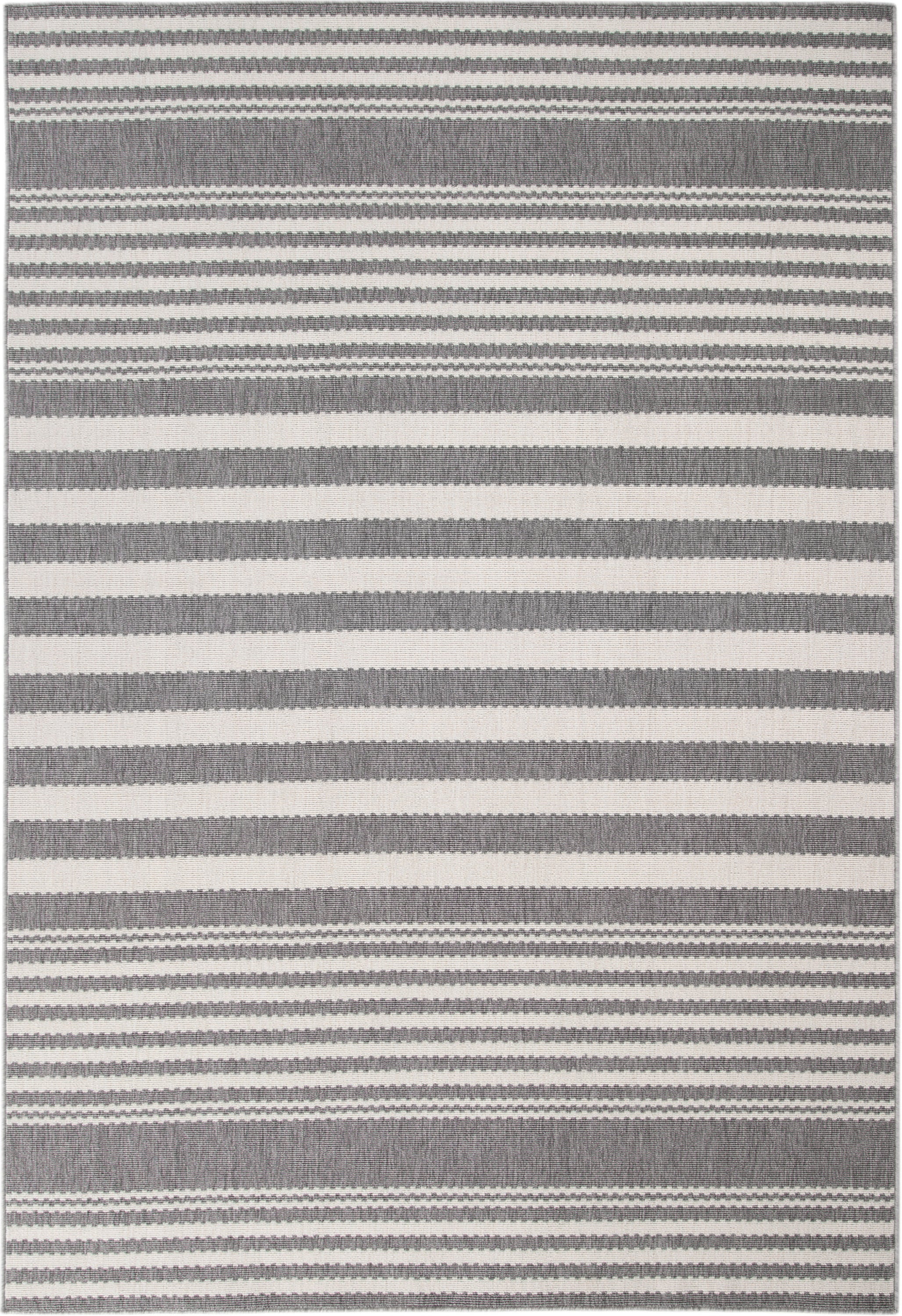 Hampton White and Gray Polypropylene Indoor/ Outdoor Area Rug 8x10