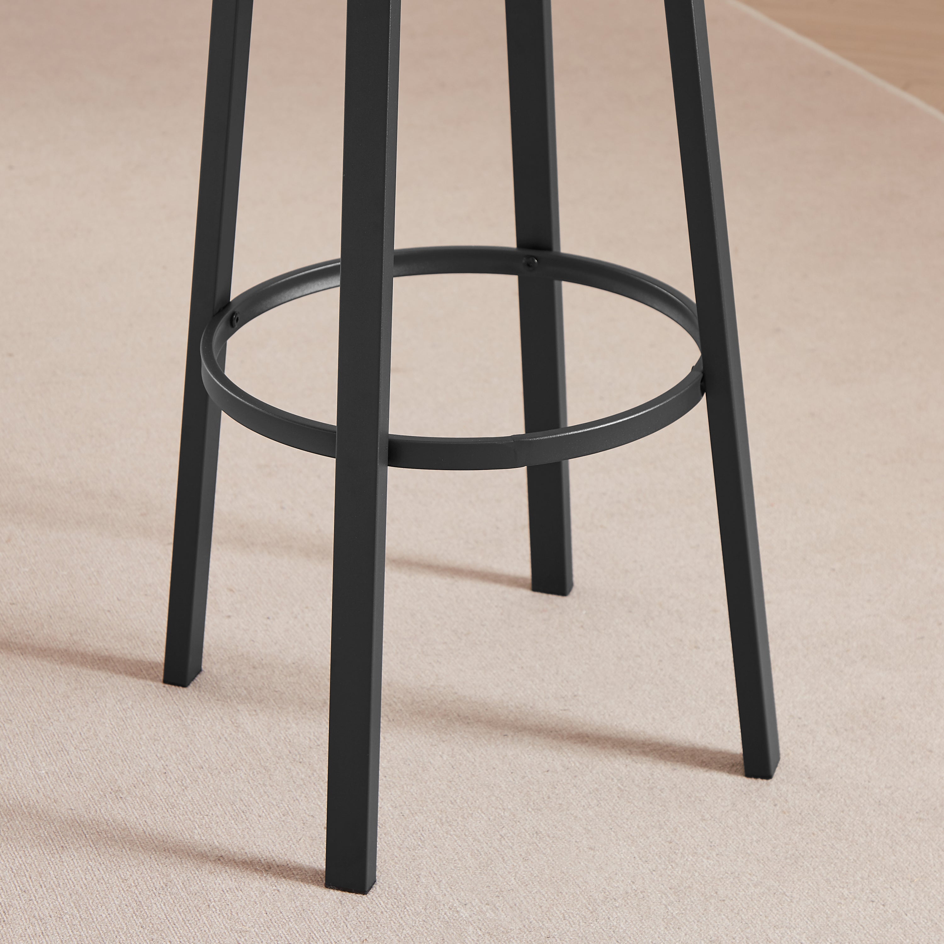 High Bar Stool With Backrest PU Soft Seat Cushion and Footrest (Set of 2) - Rustic Brown