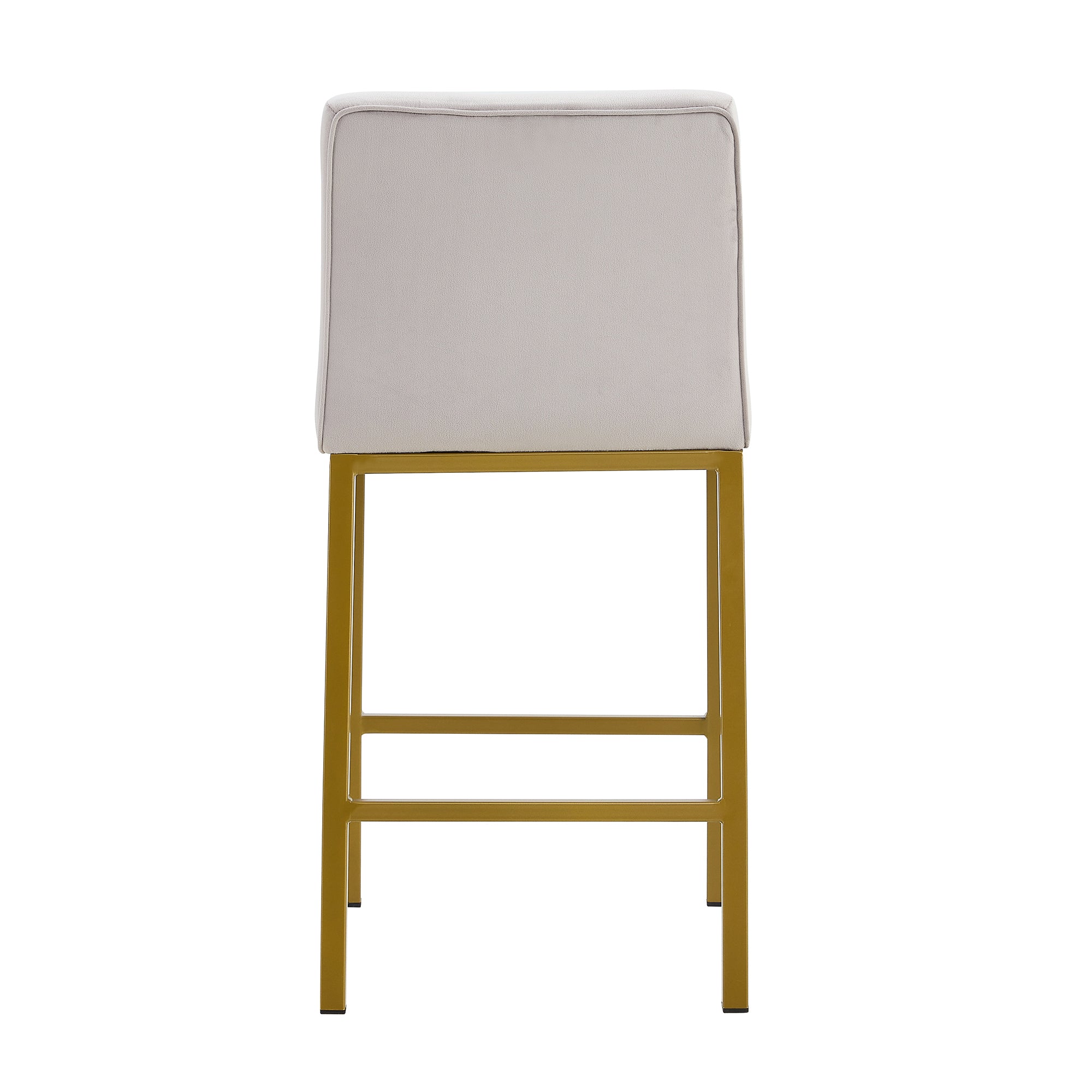 Modern Design High Counter Stool Metal legs - Silver Gray Velvet Bar Chair (Set of 2)