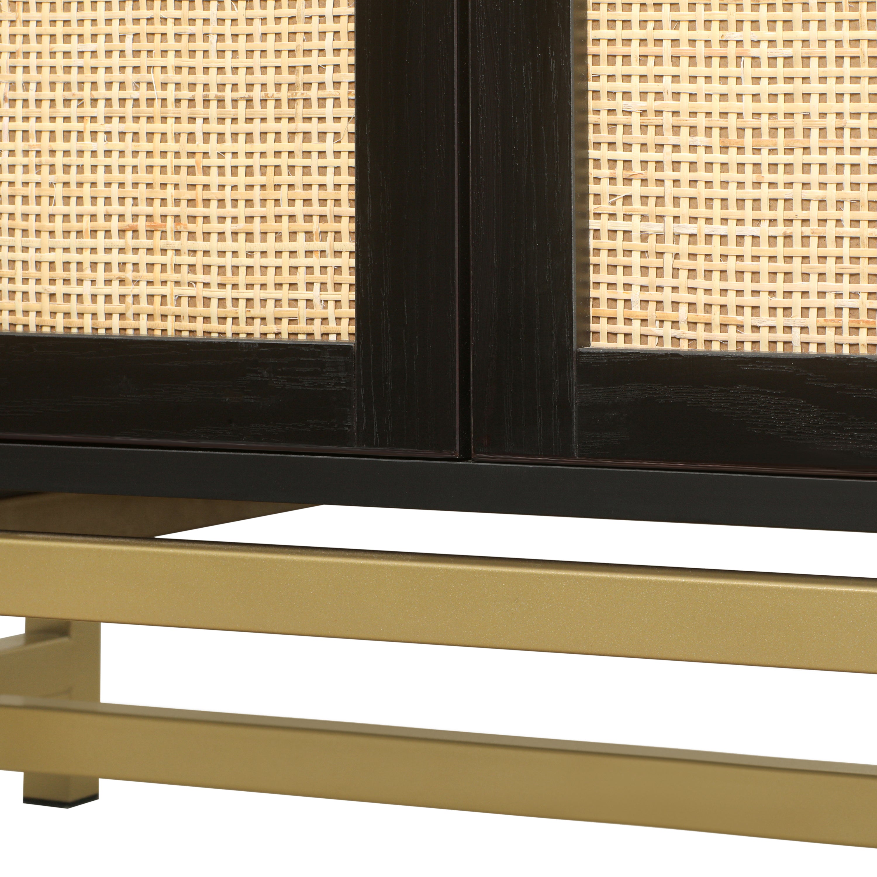 Natural Rattan 2 Door Cabinet - Black