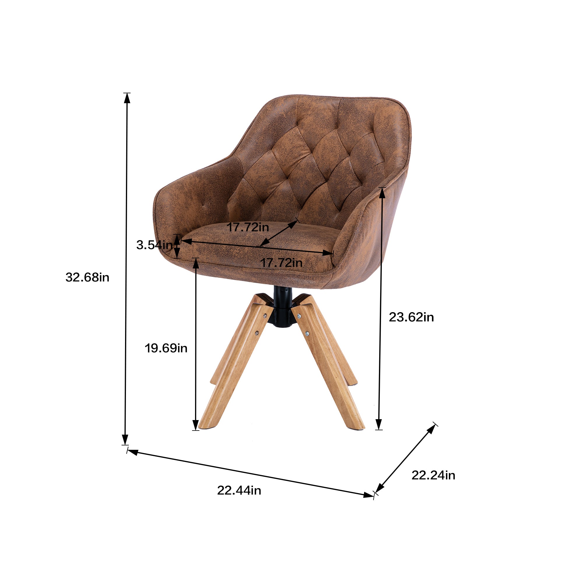 Solid Wood Tufted Upholstered Armless Chair - Coffee Brown