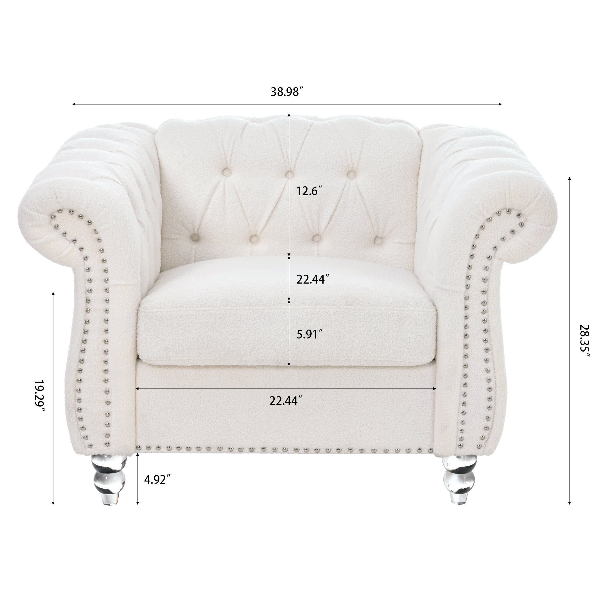 1 Seater Sofa For Living Room - White