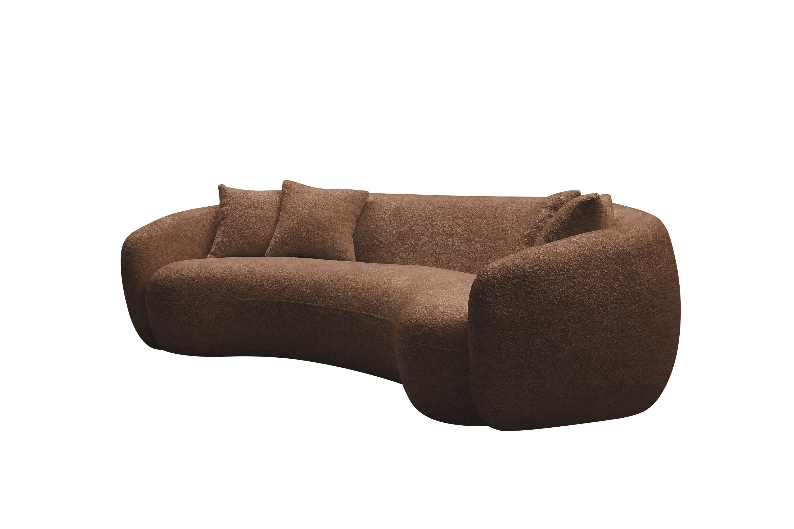 102'' 5-Seater Boucle Sofa Modern Sectional Half Moon Leisure Couch Curved Sofa - Teddy Fleece Brown