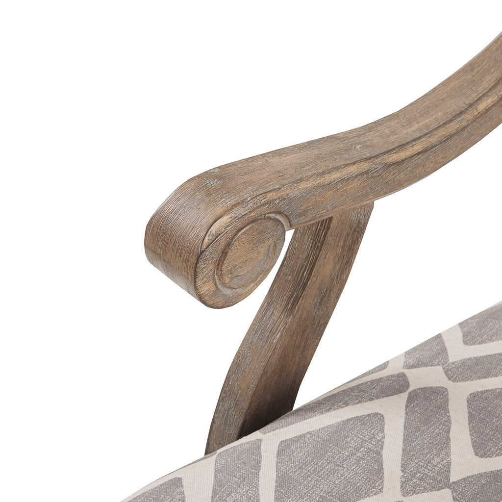 Brentwood Exposed Wood Arm Chair - Brown/ Grey