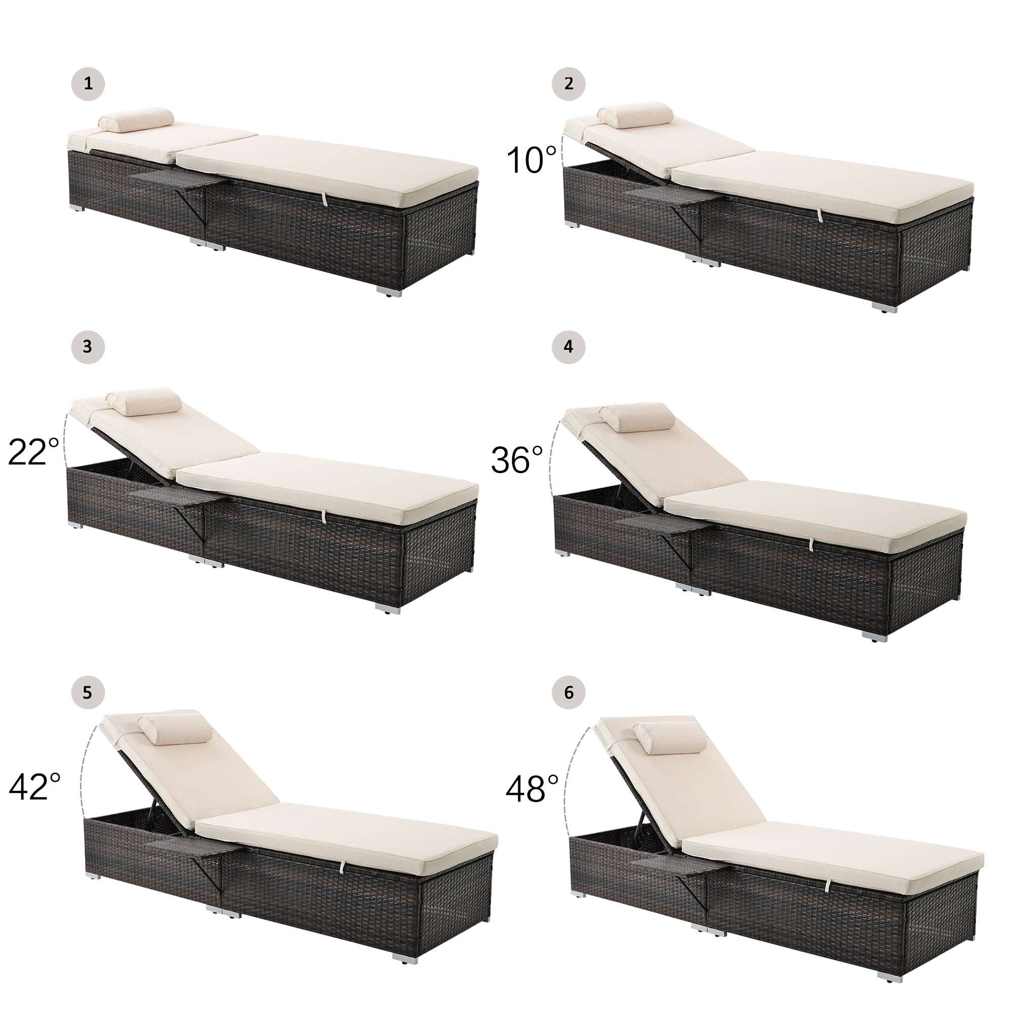 Outdoor 2 Patio Recliner Chairs with Side Table
