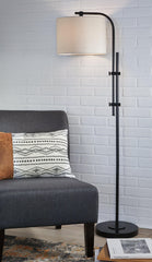 Black Casual Floor Lamp with Drum Shade