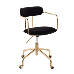 Contemporary Office Chair - Gold Metal and Black Velvet