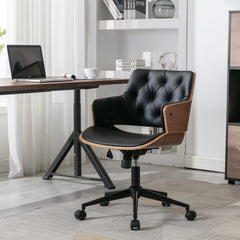 Bentwood Adjustable Office Chair, Black PU Leather Upholstery and Black Foot