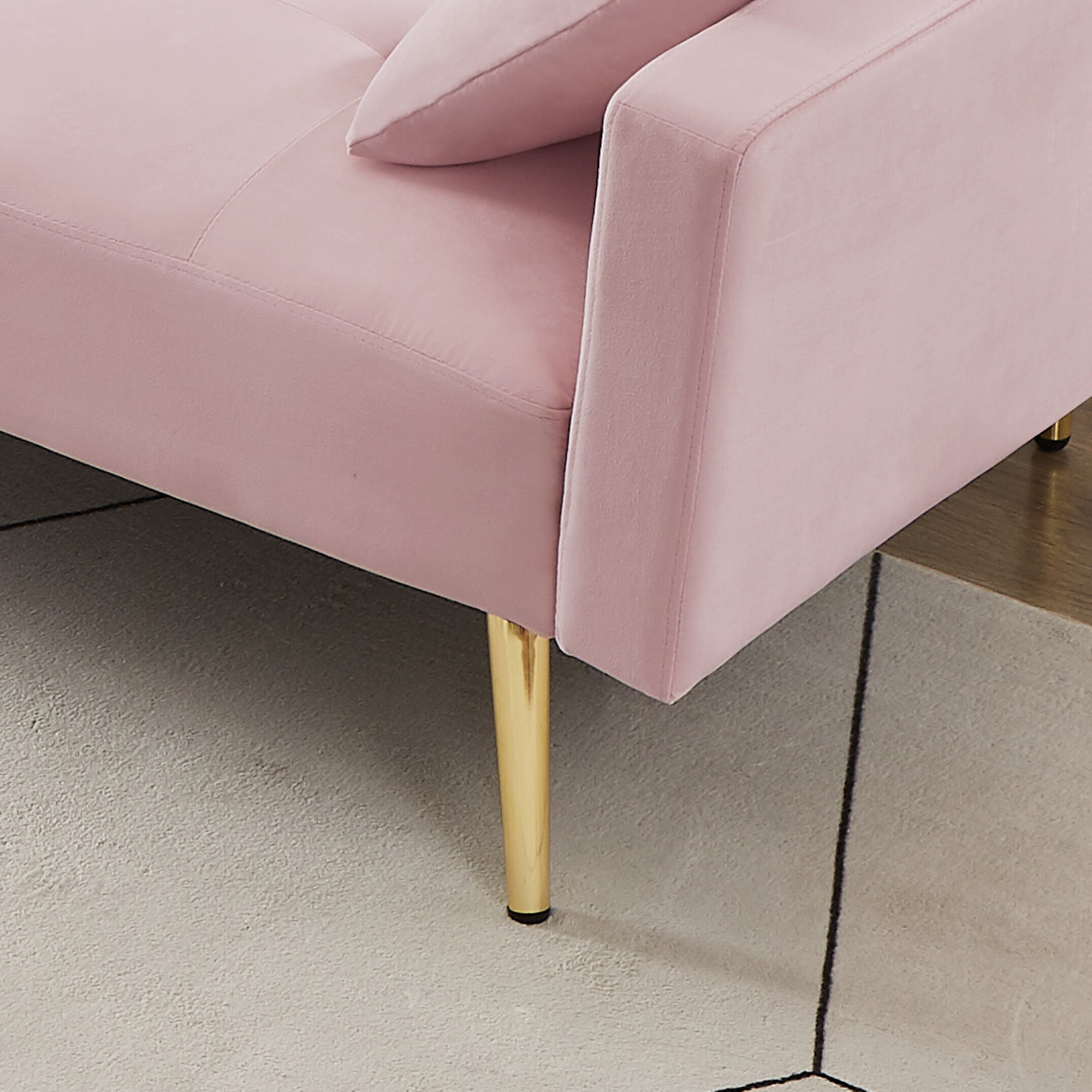 PINK Velvet Sleeper Convertible Folding Futon Sofa Bed