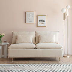Modern Armless Loveseat Couch Armless Settee Bench - Beige Cotton Linen-59.8''