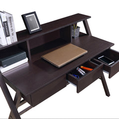Writing Desk with Storage & X-Shaped Legs - Wenge