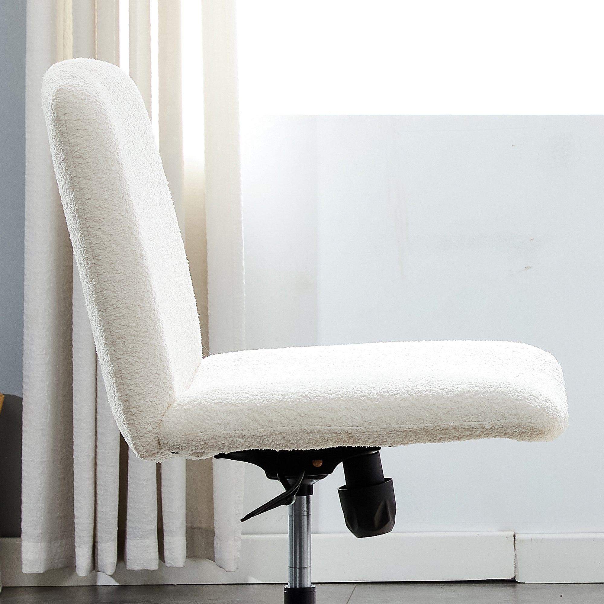 MAICOSY Swivel Home Office Desk Chairs Armless Adjustable 360 Velvet White Chair
