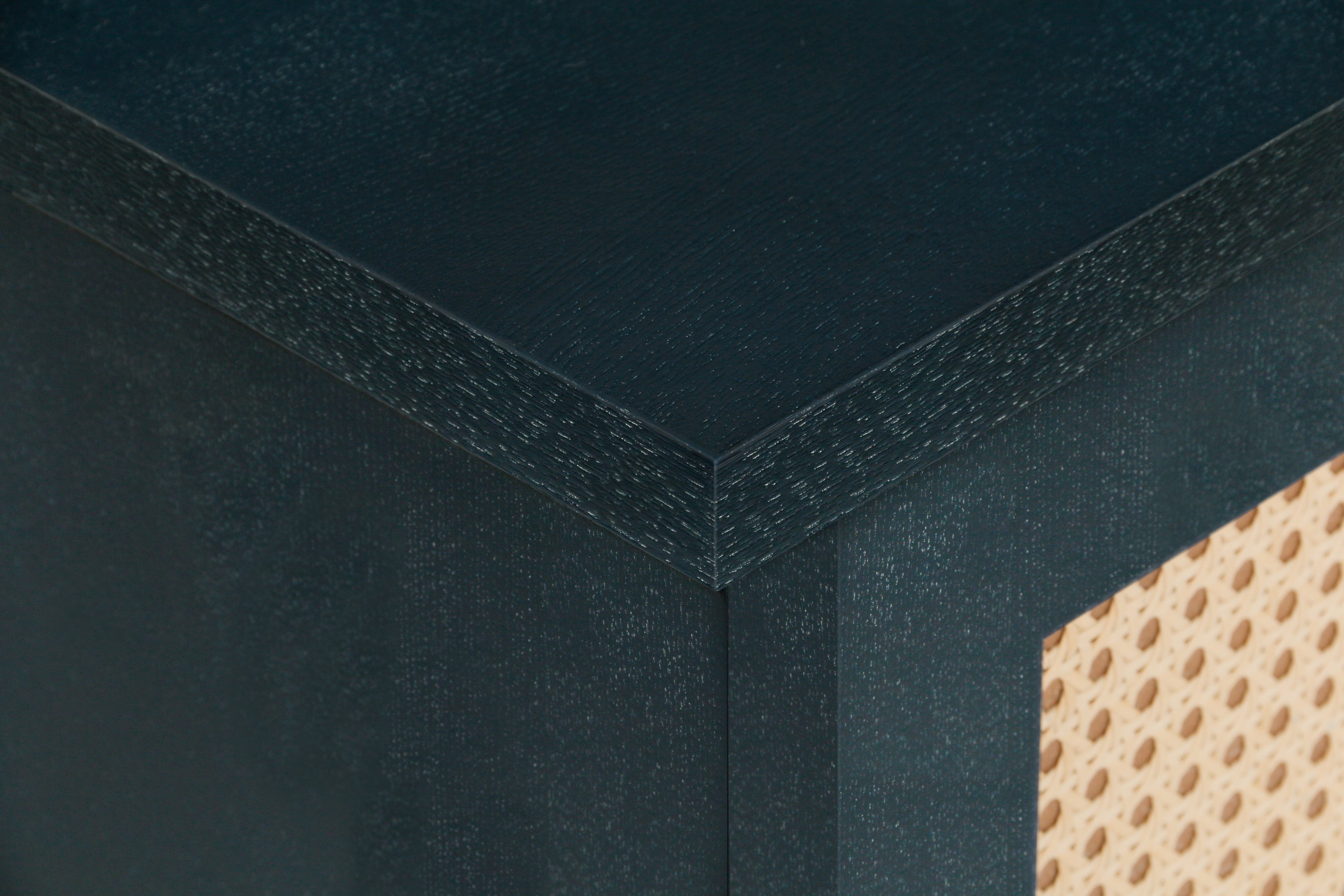 Softly Lacquer Finishes Accent Storage Cabinet Sideboard Wooden Cabinet with Antique Deep Blue 4Doors