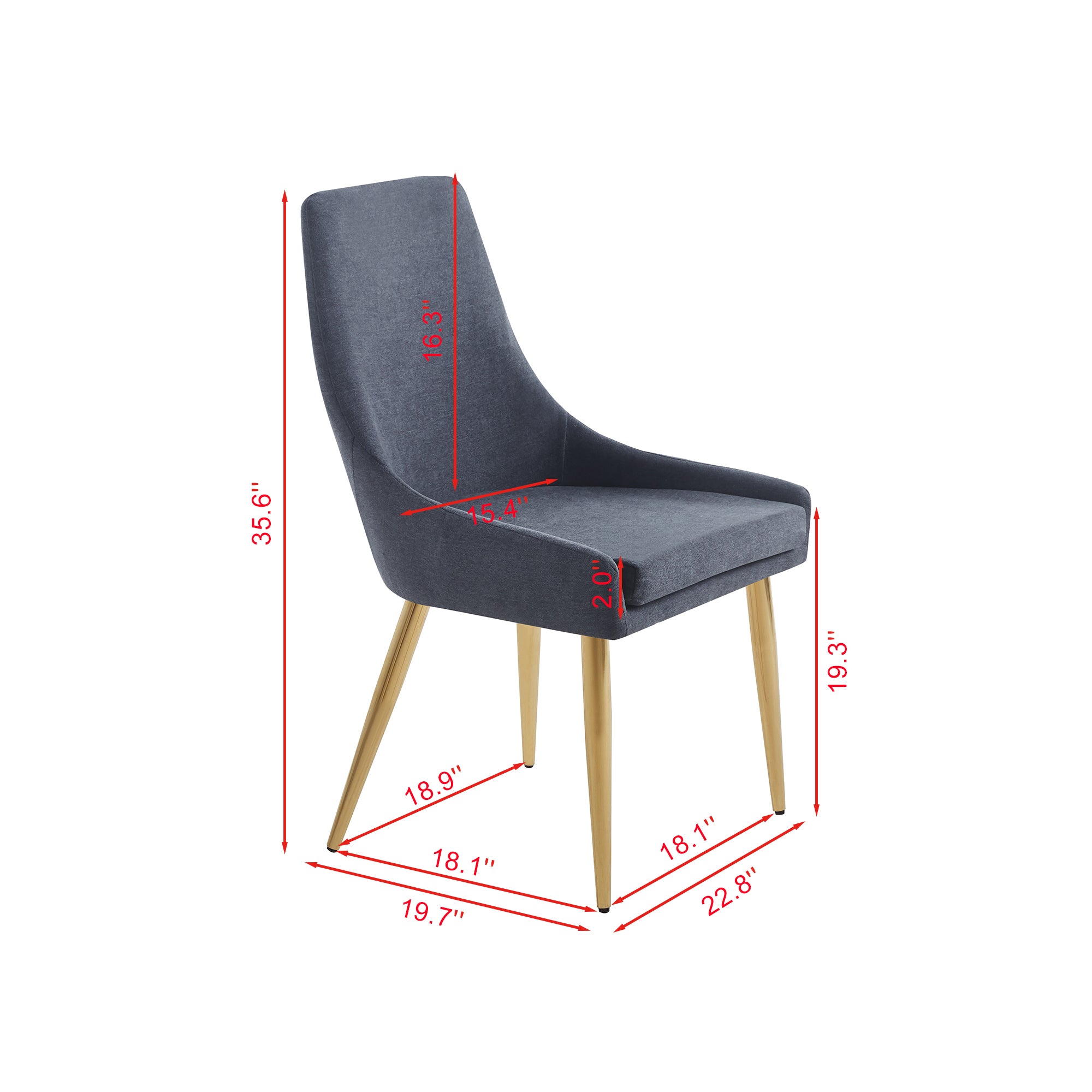 Dining Chairs Upholstered Armless Accent Chairs (Set of 2) - Grey