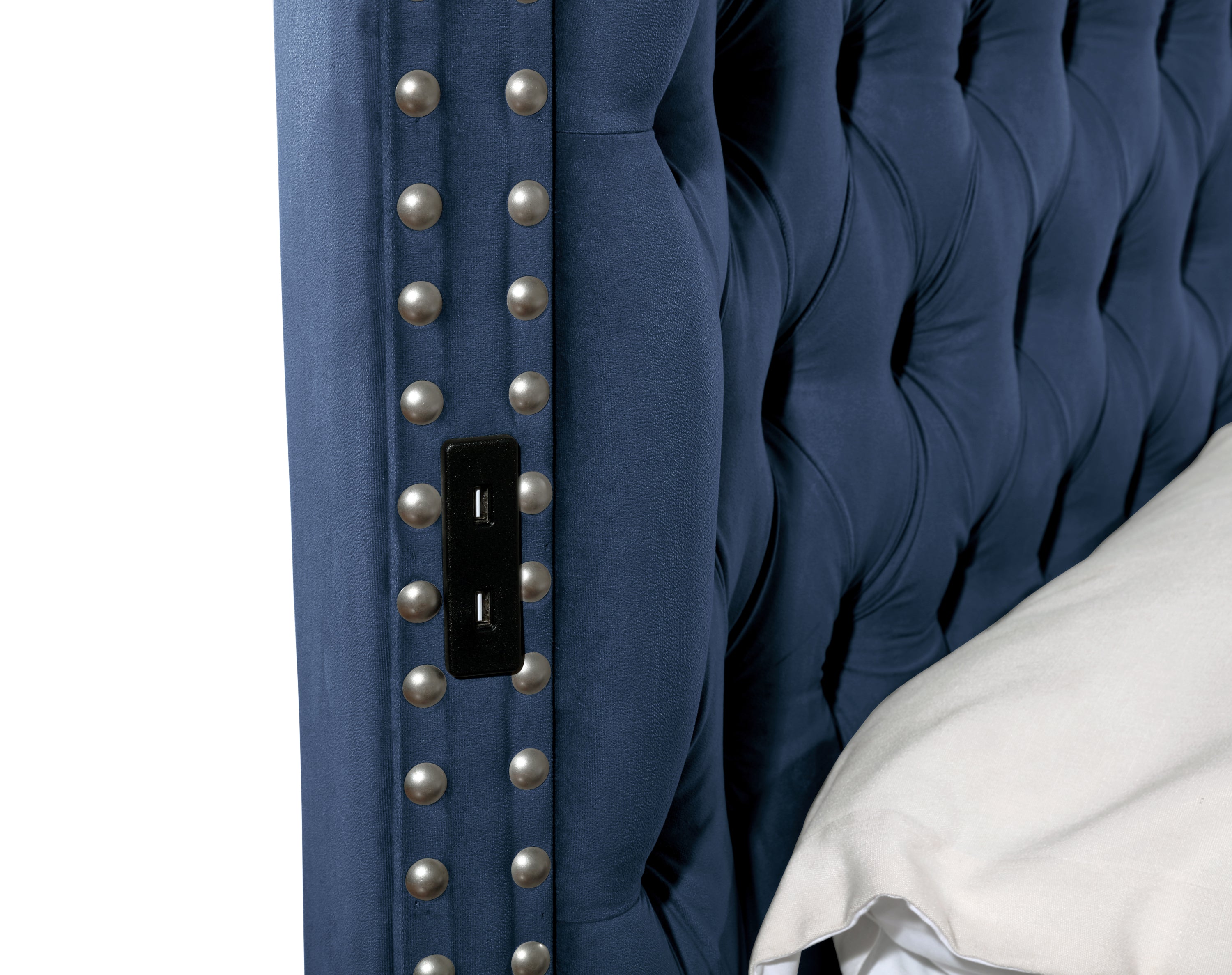 King Size Tufted Storage Bed made with Wood - Navy