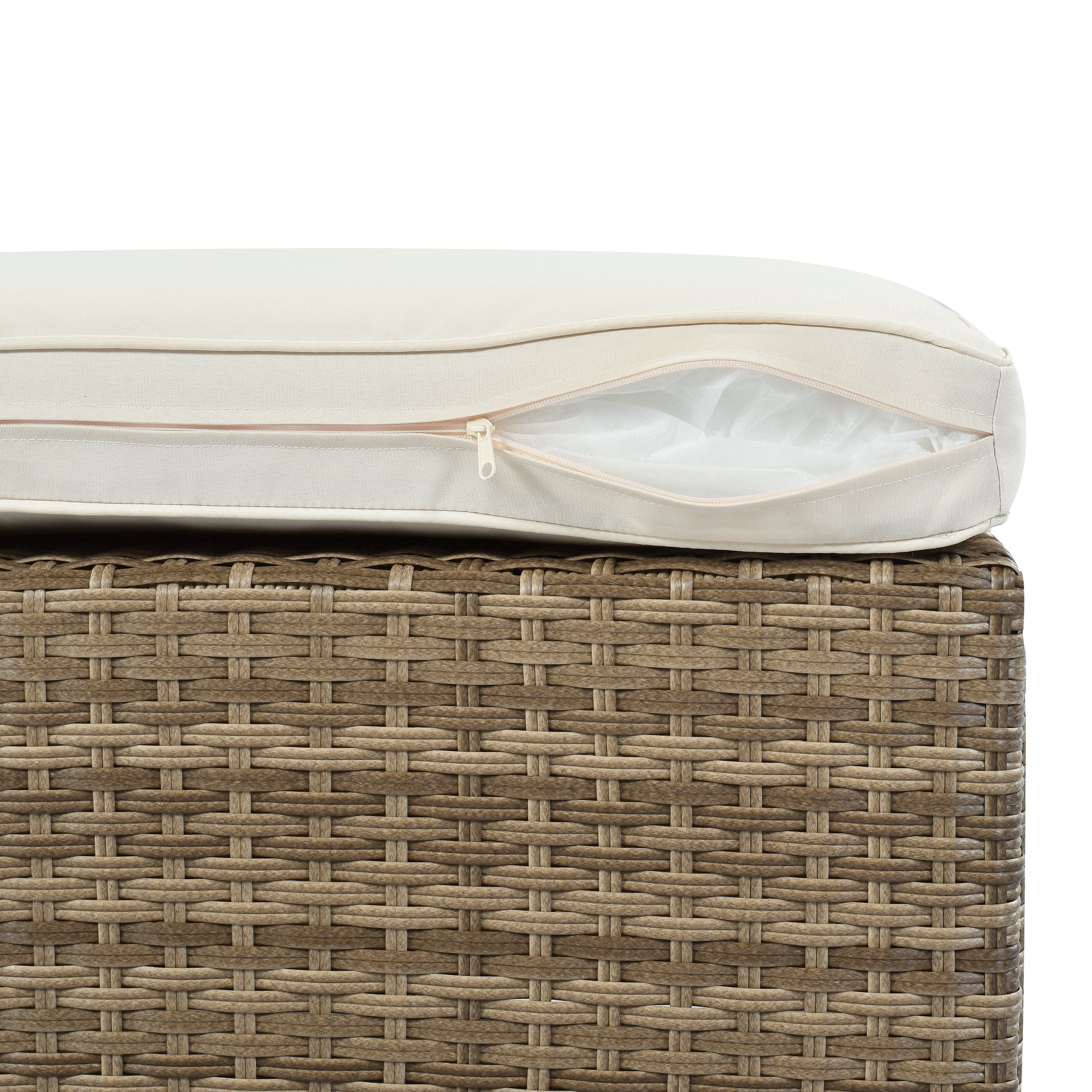 Outdoor Patio Furniture Set, 5-Piece Wicker Rattan Sectional Sofa Set - Brown and Beige