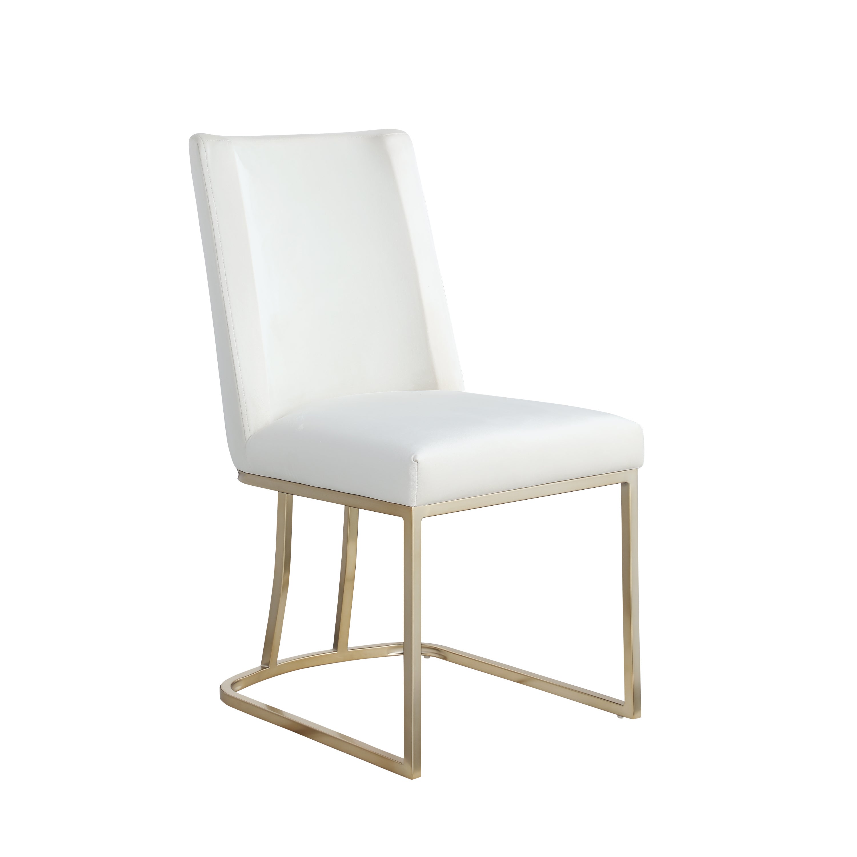 Dining Velvet Side Chairs Gold Metal Legs (Set of 2) - White