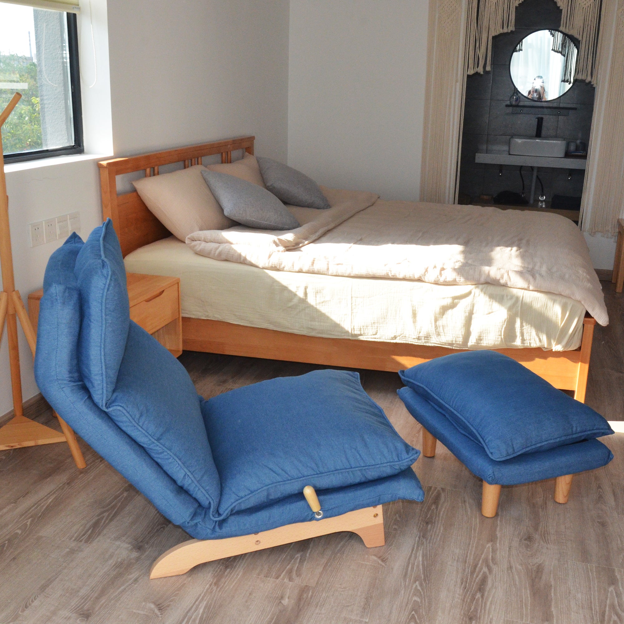 Lazy Sofa Reclining Chair - Dark Blue