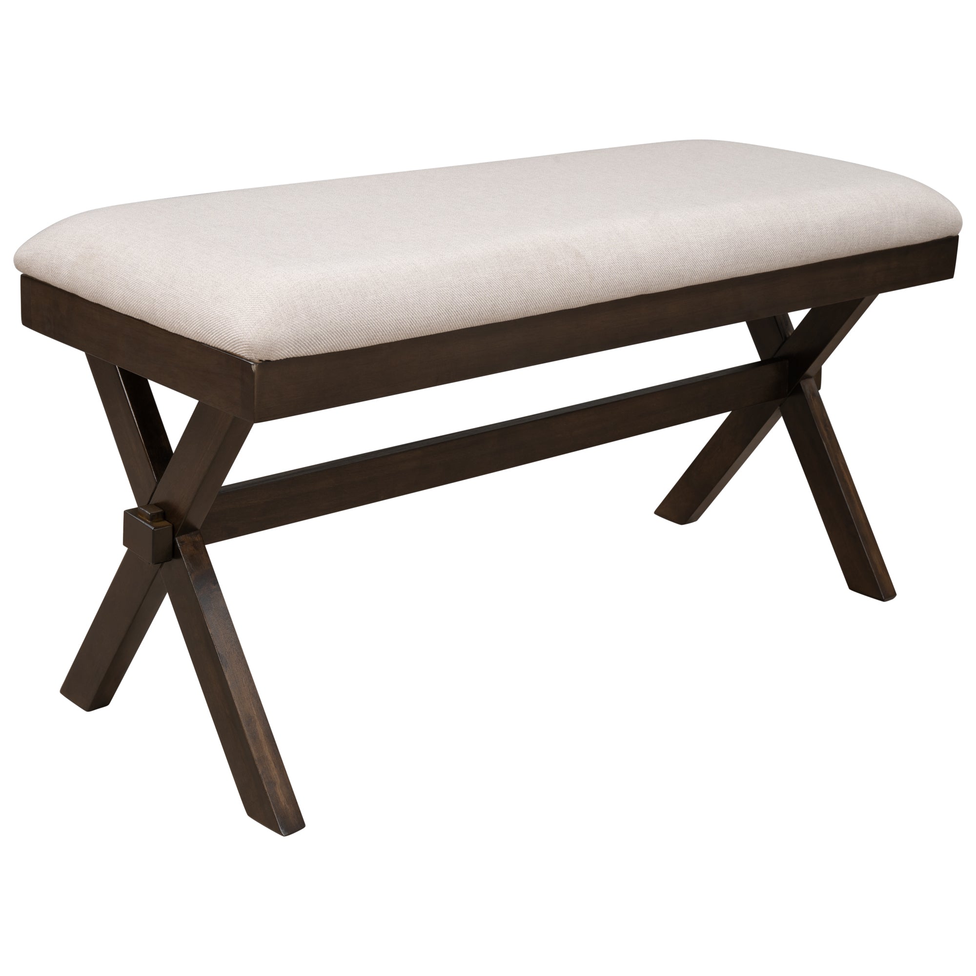 Farmhouse Rustic Wood Upholstered Bench