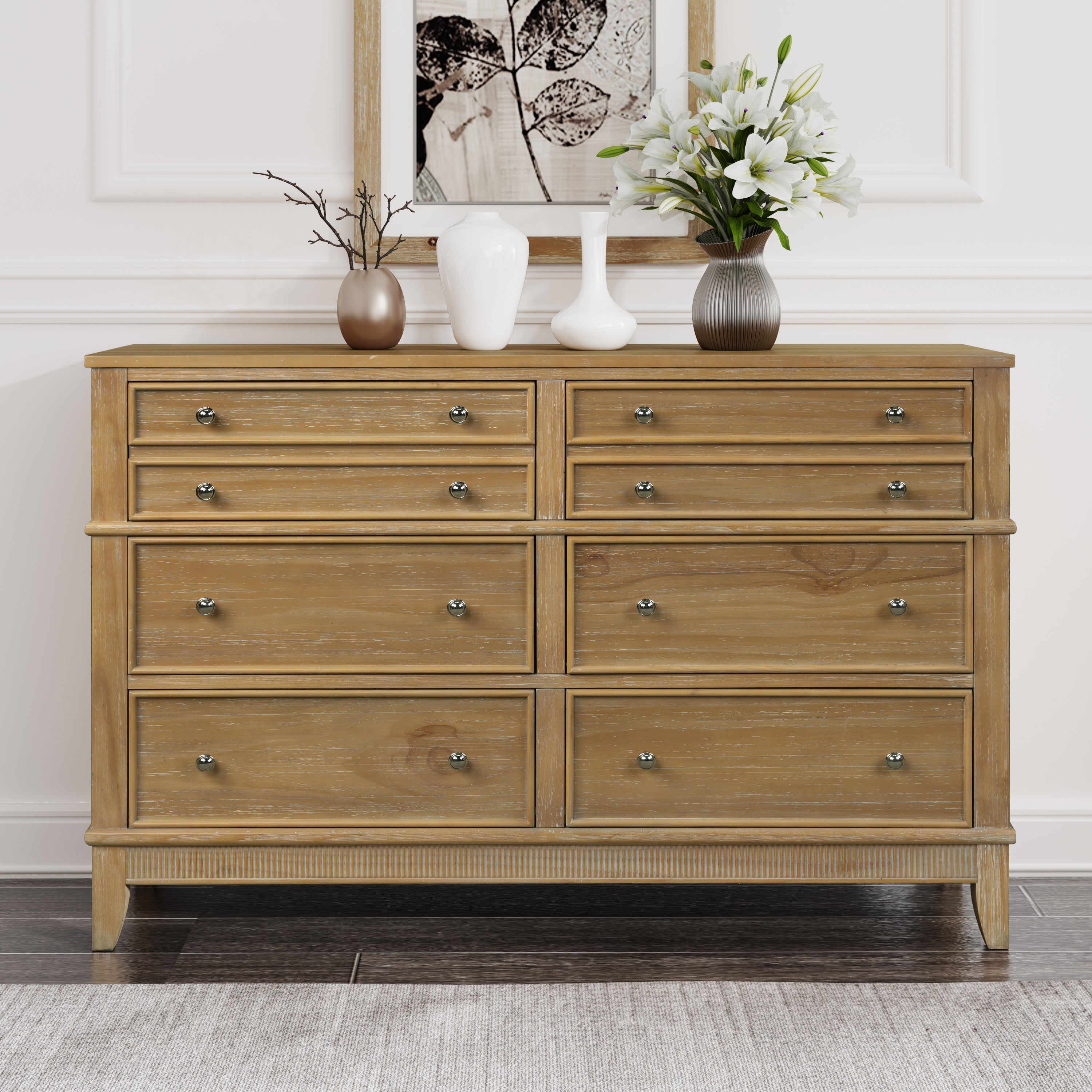 Hazel 6 Drawers Dresser Solid Wood - Natural