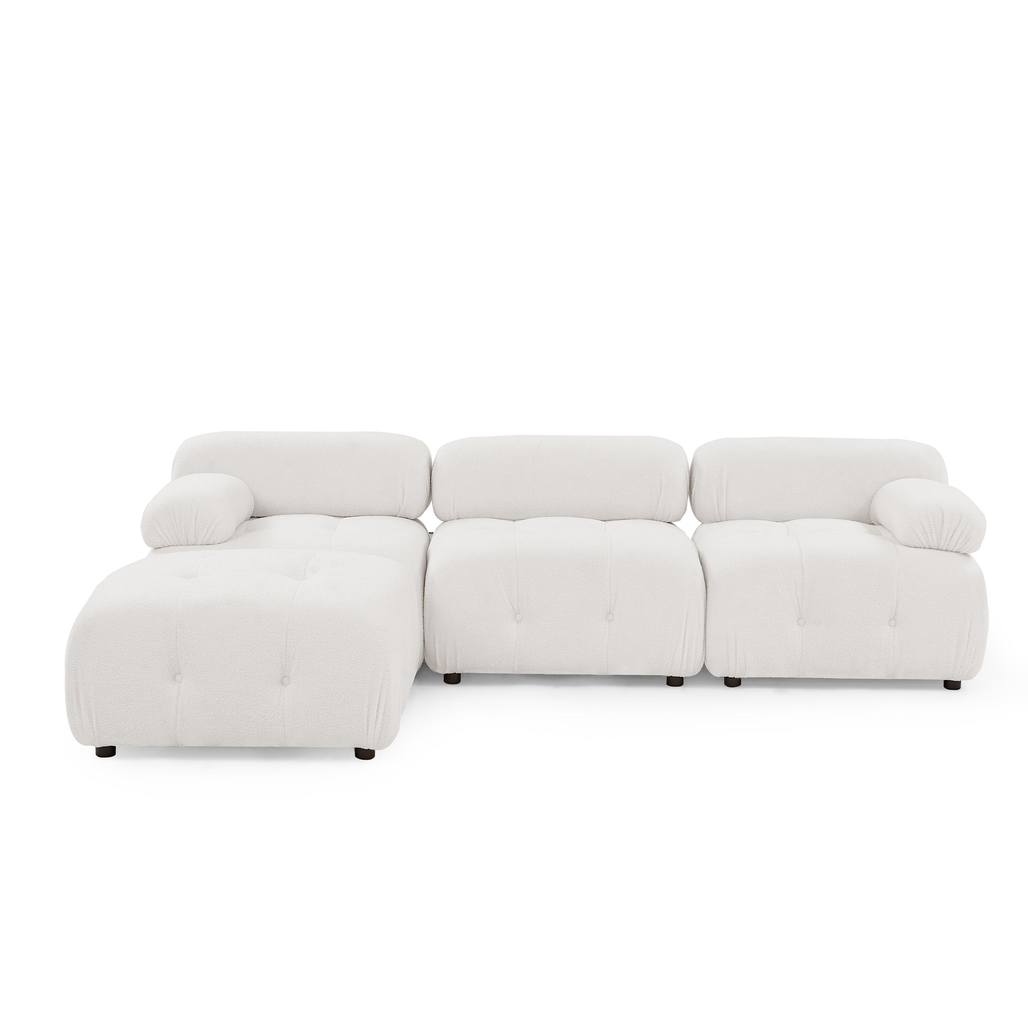 Modular Sectional Sofa, Button Tufted Designed and DIY Combination,L Shaped Couch with Reversible Ottoman - Ivory Teddy Fabric