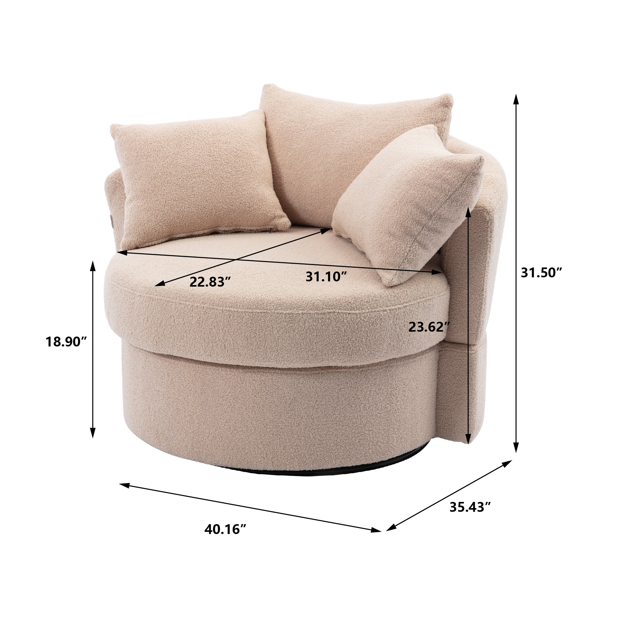 Swivel Accent Chair, Barrel Chair - Camel
