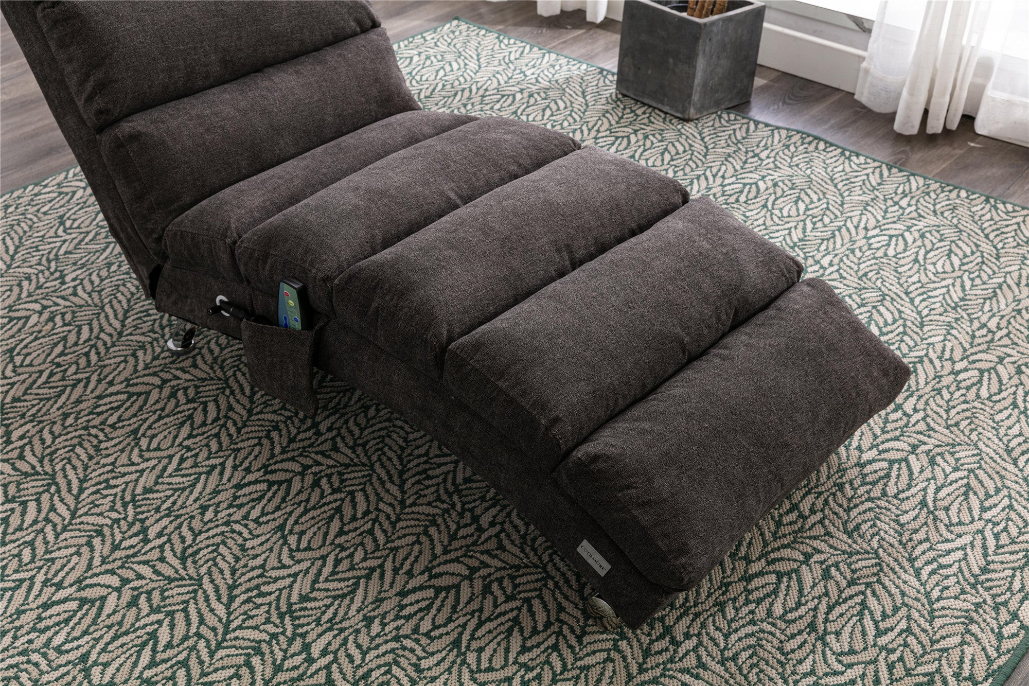 Linen Modern Long Lounger Chair - Dark Gray