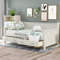 Twin Size Wooden Modern and Rustic Casual Style Daybed - Cream White