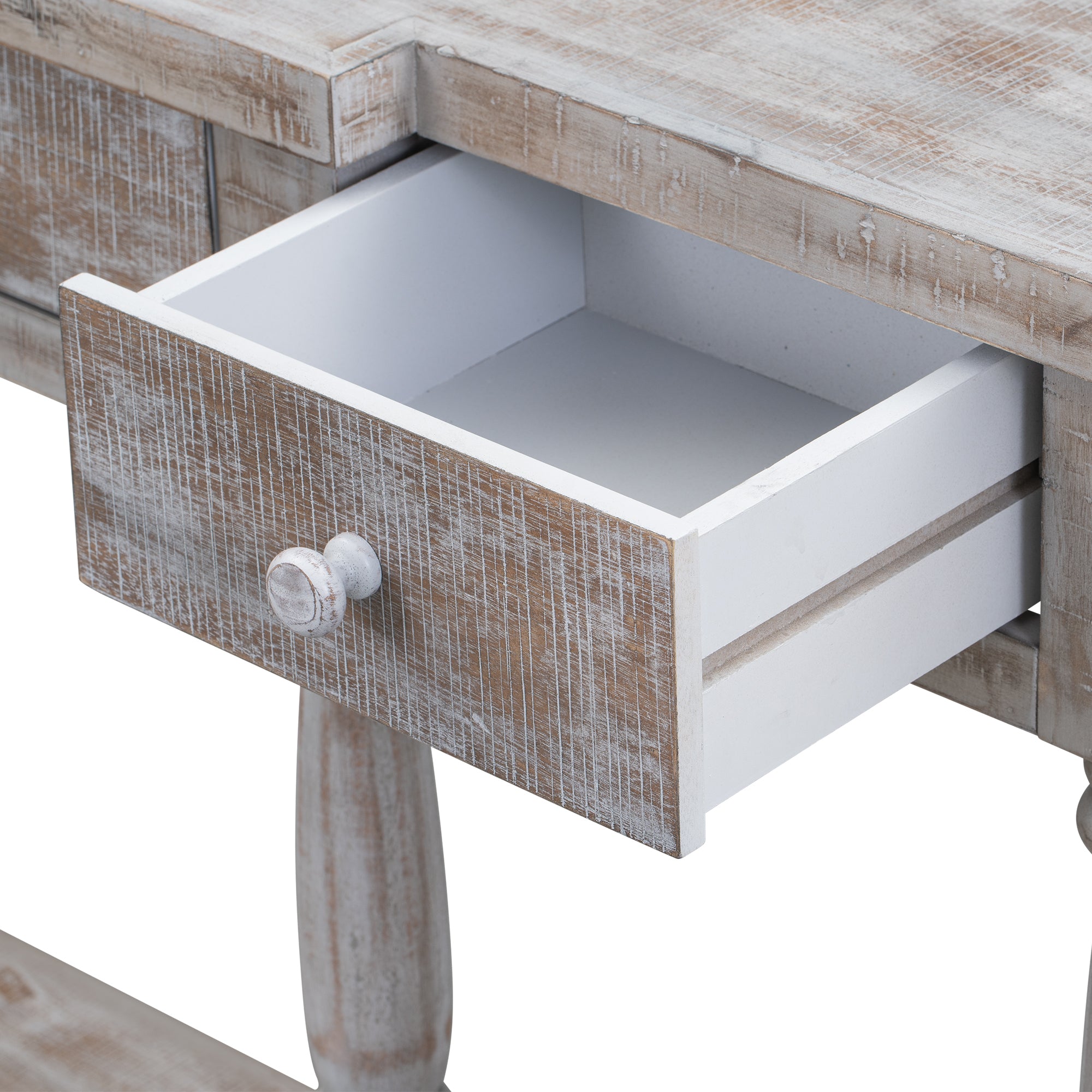 Farmhouse Console Table for Hallway with 4 Front Facing Storage Drawers and 1 Shelf