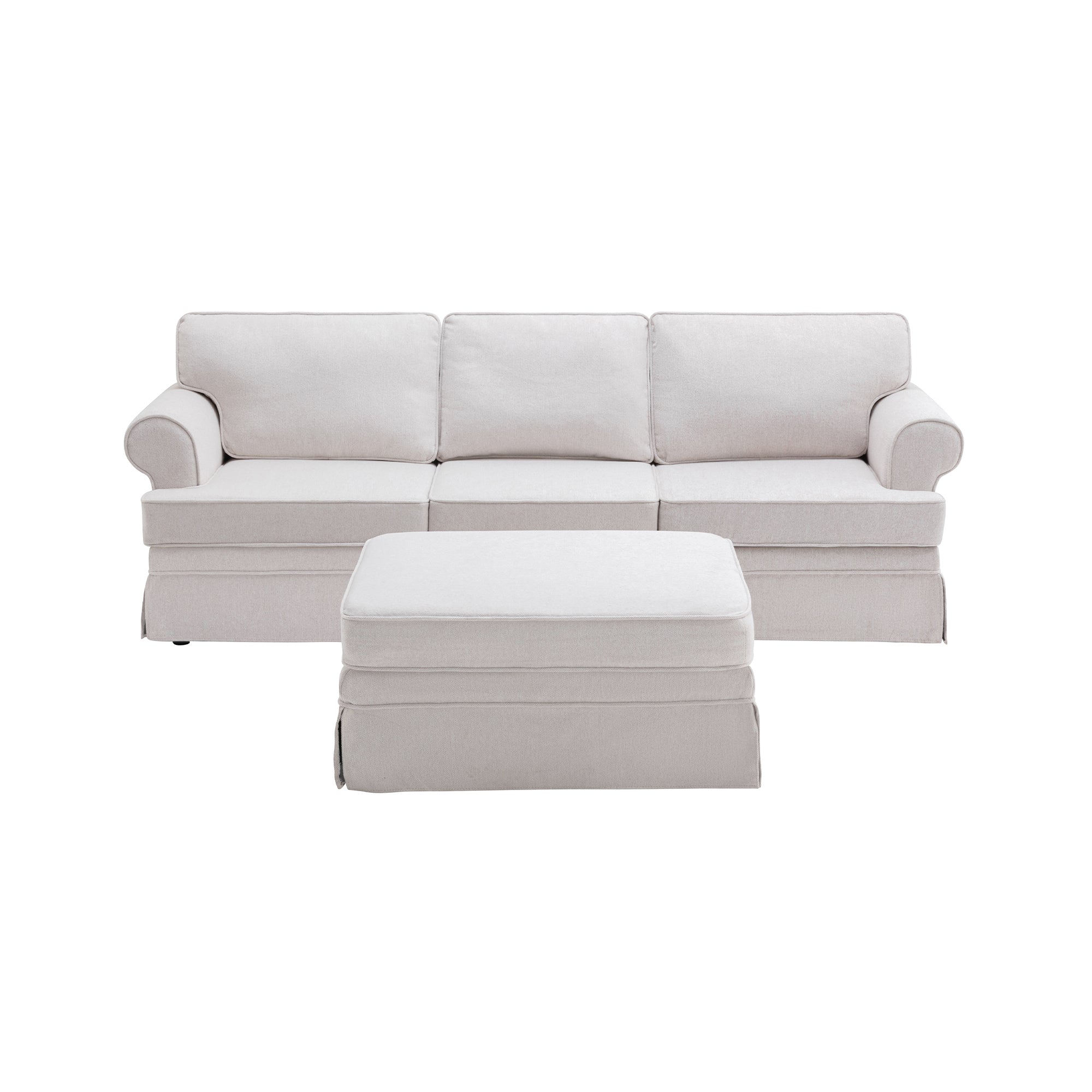 109.4" Fabric Upholstered Modular Sofa Collection, Sectional Couch with removable Ottoman  - Light Beige