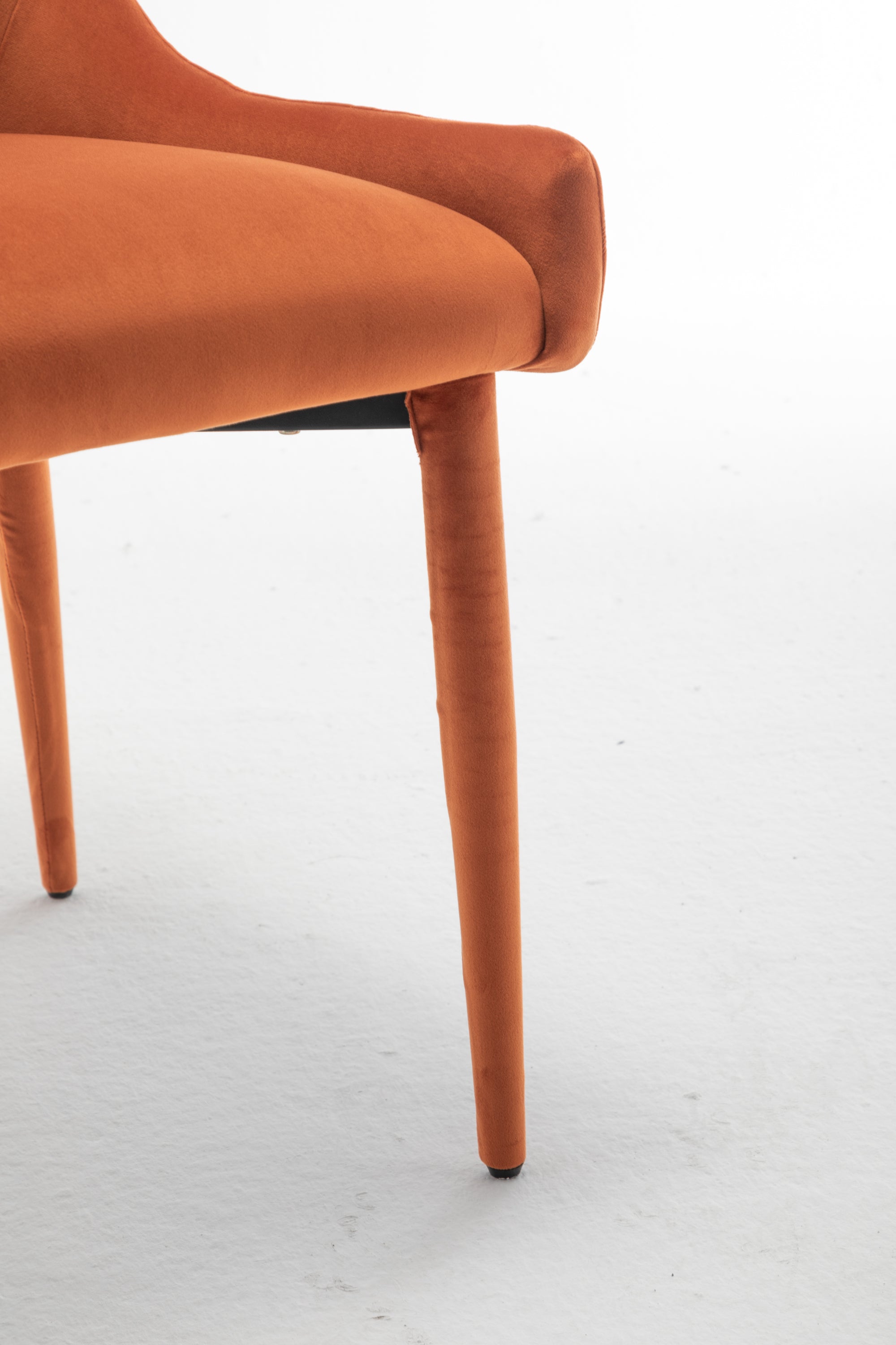 Velvet Dining Chair Flannel Wrapped Metal Leg Chair (Set of 2) - Orange
