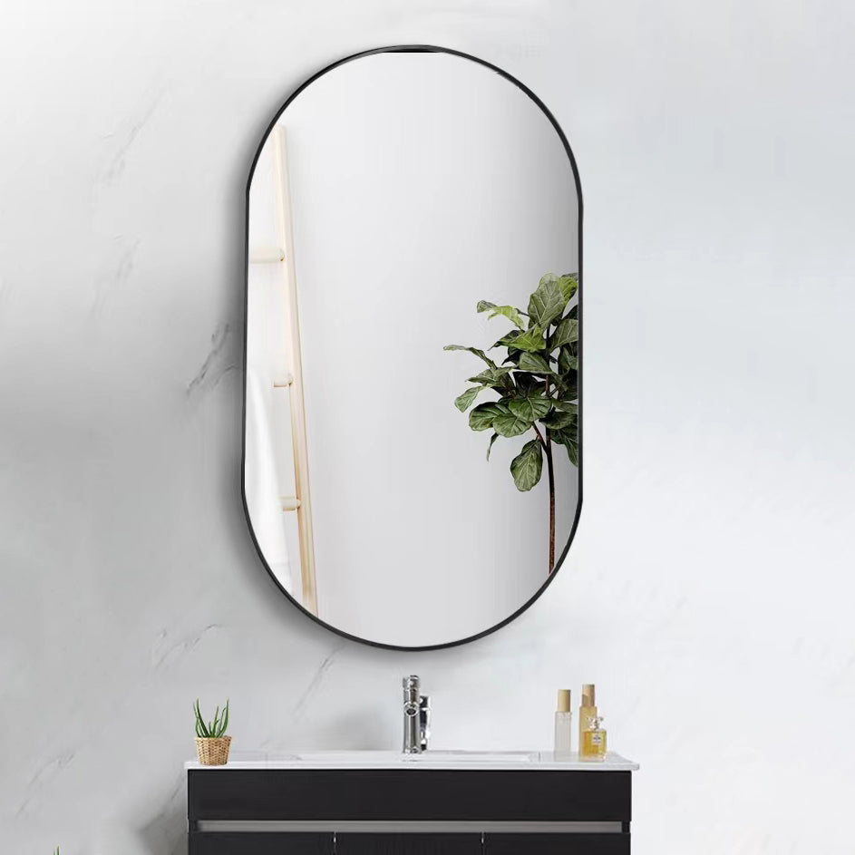MAICOSY Oval Wall Mounted Mirror Black Metal Vanity Mirrors Hanging 36"x18"