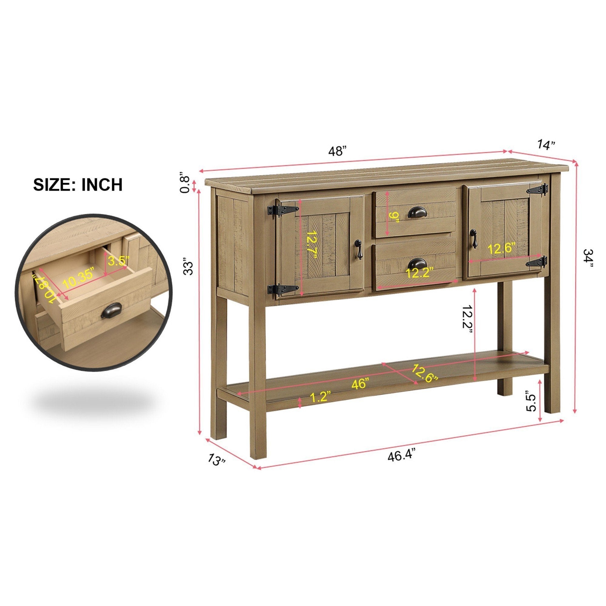 Sideboard with bottom shelf