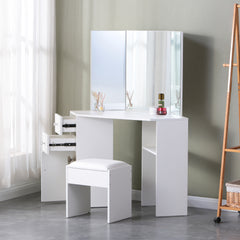 Beautiful Wooden Makeup Vanity Table with 2 Drawers & 1 Cabinet - White