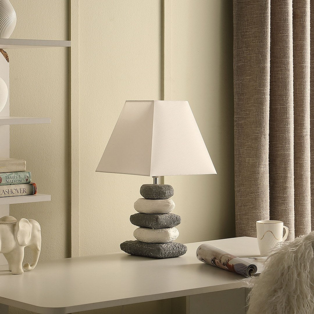 17.5" Rocks Style 5 Stacked Pebble Ceramic Table Lamp