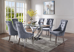 Finley Dining Table, Clear Glass & Mirrored Silver Finish