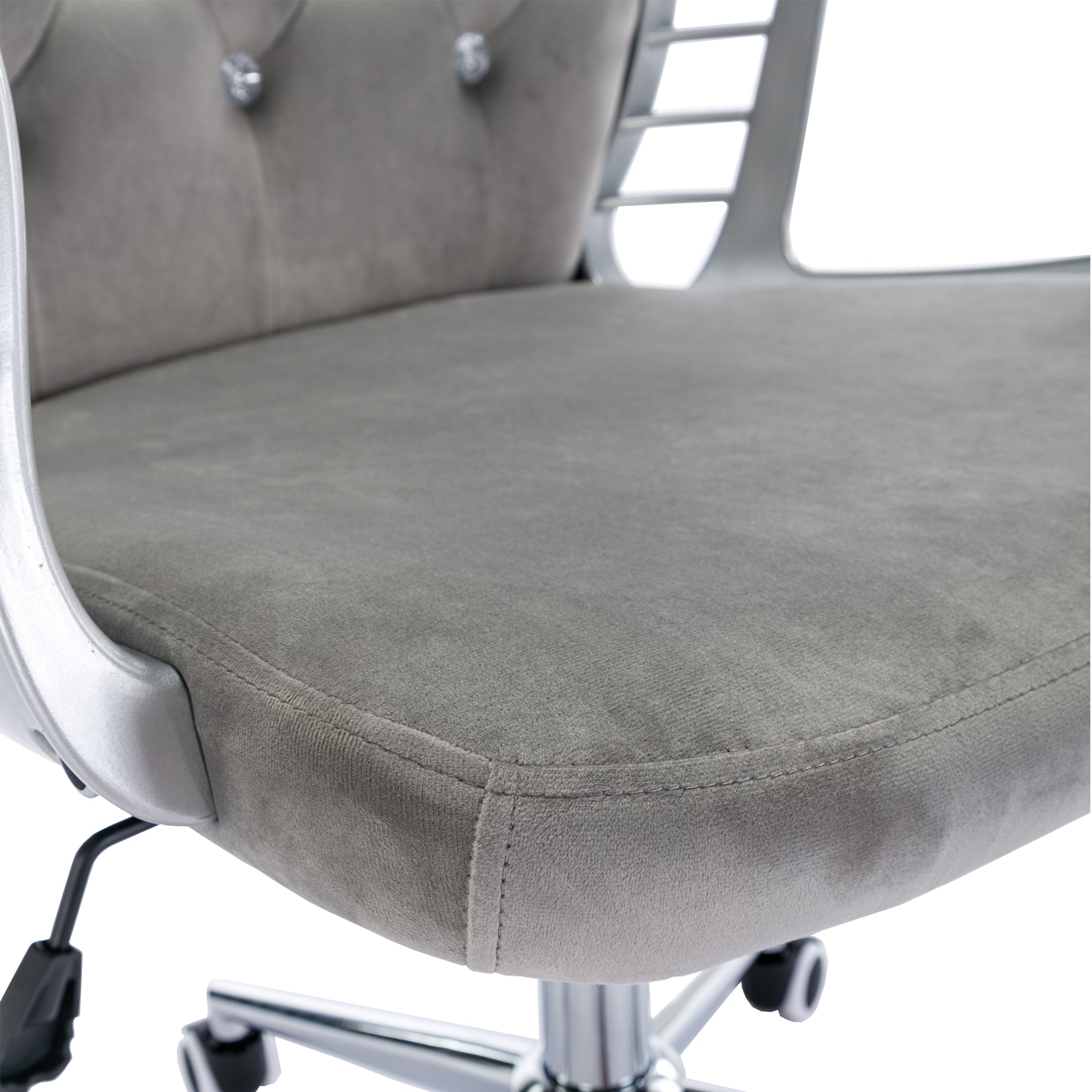 Velvet Home Office Chair with Wheels with Side Arms and Wheels 360° - Grey